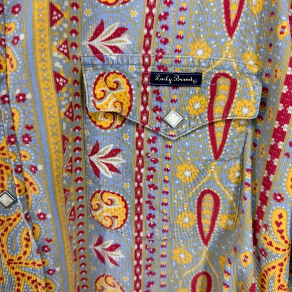 Lucky Brand Men’s Size XXL Southwest Paisley Pearl Snap Corduroy Shirt - Picture 3 of 15